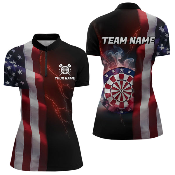 Personalized Lightning American Flag Dartboard Smoke Dart Shirts For Women Team Patriotic Dart Jersey TDM3745