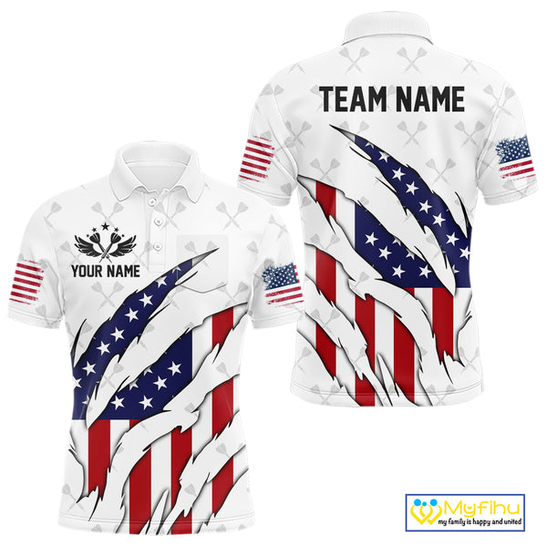 US Flag Patriotic Dart Shirt With Pocket Option For Men Custom Darts Jersey TDM4024
