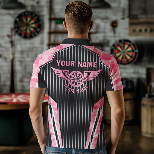 Pink Camo Dartboard Pulse Heartbeat Custom Men Dart Shirts, Funny Wings Cool Dart Team Jerseys TDM2787