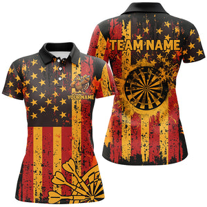 Custom Autumn Grunge US Flag Patriotic Dart Shirts For Women, Thanksgiving Retro Darts Team Jerseys TDM2806