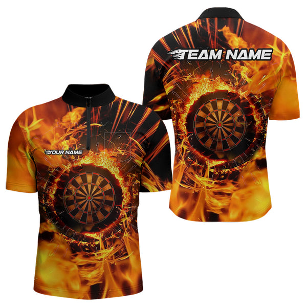 Orange Swirling Flame Dart Shirt For Men Custom Dart Jersey Pocket Option TDM3790