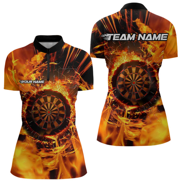 Orange Swirling Flame Dart Shirt For Women Custom Dart Jersey Pocket Option TDM3790