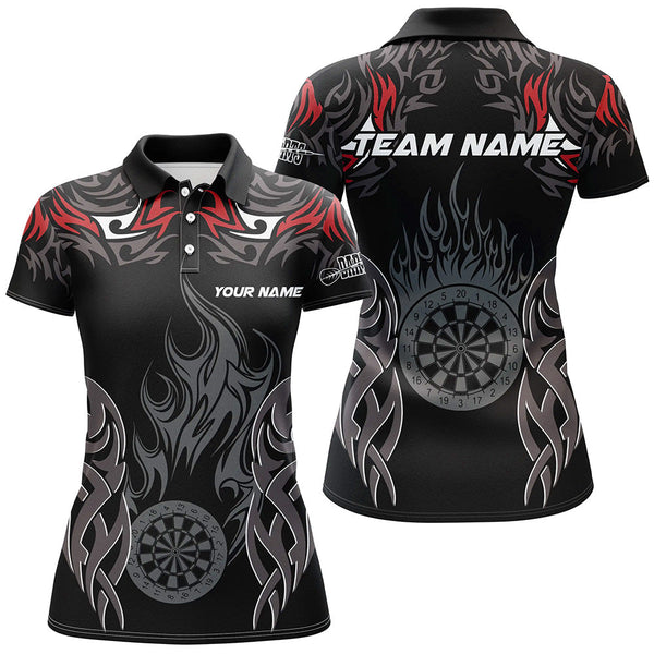 Personalized Darts Tournament Jerseys For Women Custom Dartboard Fire Flame Darts Team Shirts |Red TDM2104