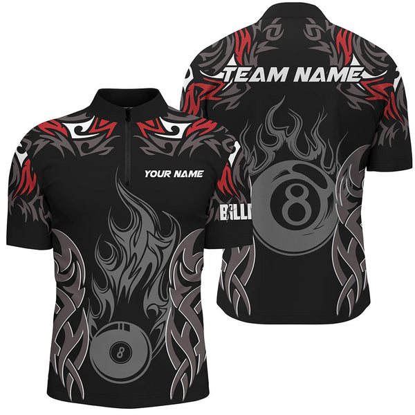 Personalized Billiard Tournament Jersey For Men Custom 8 Ball Fire Flame Billiard Team Shirts |Red TDM2335