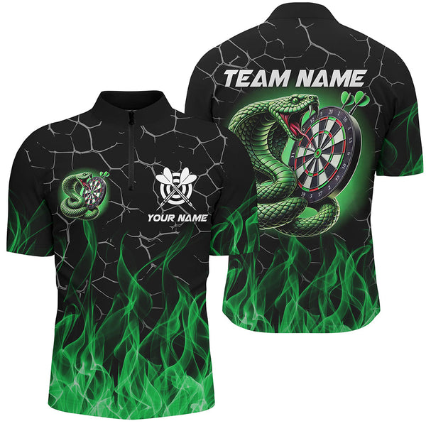 Personalized Darts Snakes Fire Flame Custom Green Darts Shirts For Men, Cool Darts Team Jerseys TDM2108