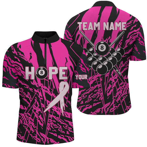 Breast Cancer Awareness Pink Camo Custom Men Billiard Shirts, 8 Ball Pool Pink Jerseys For Pooler TDM2354
