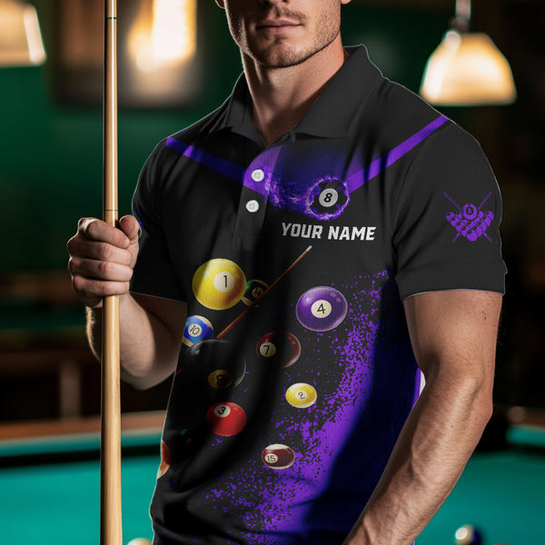 Personalized Grunge Purple Black 3D Pool Balls Men Billiard Shirts Custom Billiard Jerseys For Team TDM3513