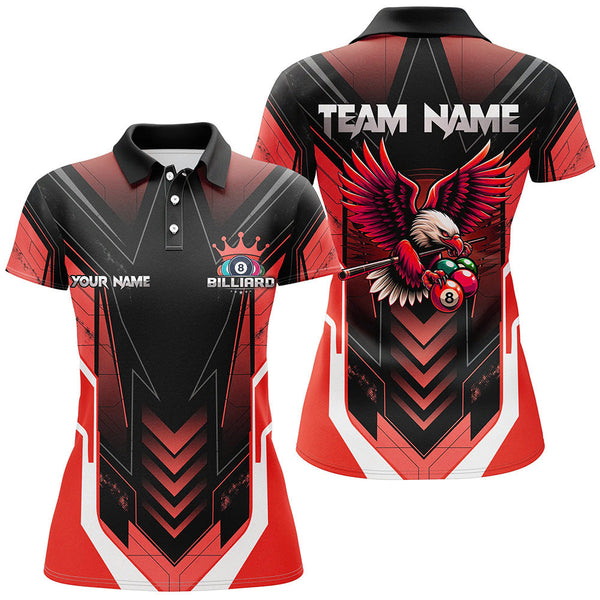 Personalized Funny Eagle Billiard Shirts For Women Custom Name Red Billiard Balls Sports Jerseys TDM2414