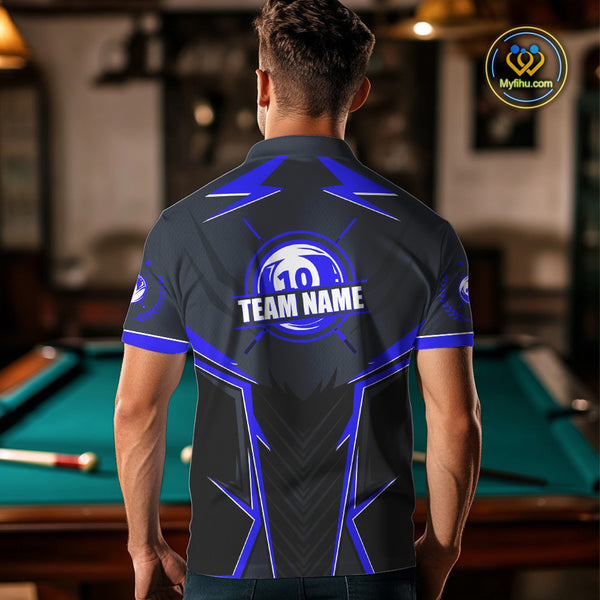 10 Ball Billiard Jerseys For Men Custom Polo & Quarter-Zip Billiard Team Shirt, 10 Ball Pool Shirt TDM3831