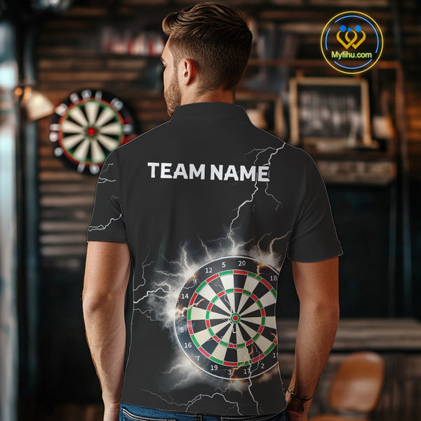 Custom Dartboard Thunder Lightning Dart Shirts For Men | Darts Polo & 1/4 Zip Team Jerseys TDM3961