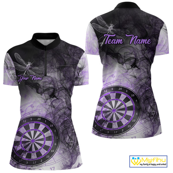 Black And Purple Smoke Dart Shirts For Women Custom Dart Jersey Pocket Option TDM3837