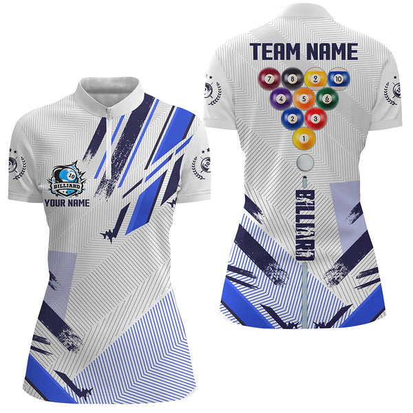 Personalized Blue 10 Ball Pool Tournament Sport Shirts, 10 Ball Billiard Team Jerseys For Men TDM1755