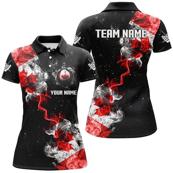 Personalize Grunge Canada Flag Smoke Billiard Shirts For Women, Patriotic Billiard Jerseys Uniform TDM2162