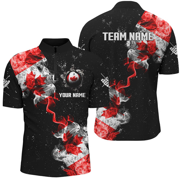 Personalize Grunge Canada Flag Smoke Billiard Shirts For Men, Patriotic Billiard Jerseys Uniform TDM2162