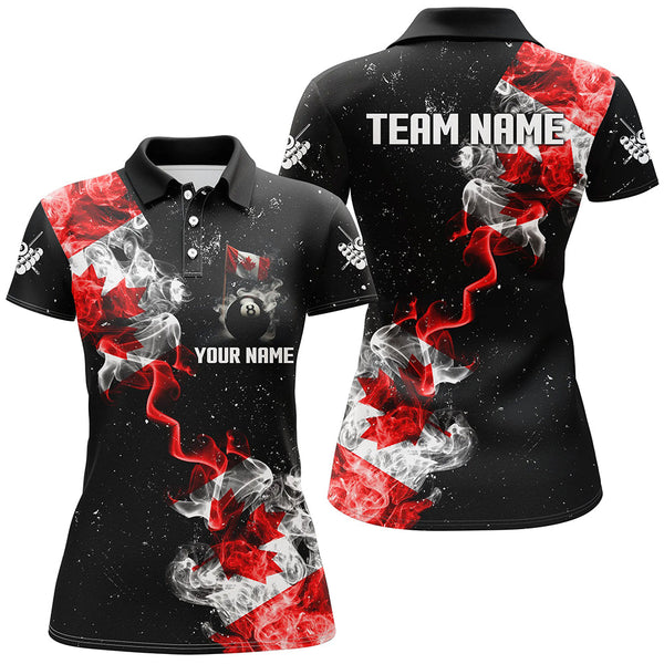 Personalize Grunge Canada Flag Smoke Billiard Shirts For Women Best Patriotic Billiard Jersey Uniform TDM2163