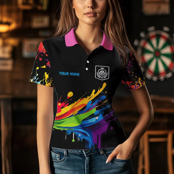 Funny Colorful Paint Splash Dart Shirts For Women Custom Dart Team Jerseys TDM3544