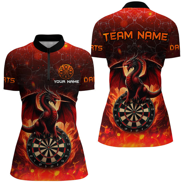 Darts Dragon Fire Flame 3D Printed Darts Shirts For Women Custom Team League Darts Jerseys |Red TDM2210