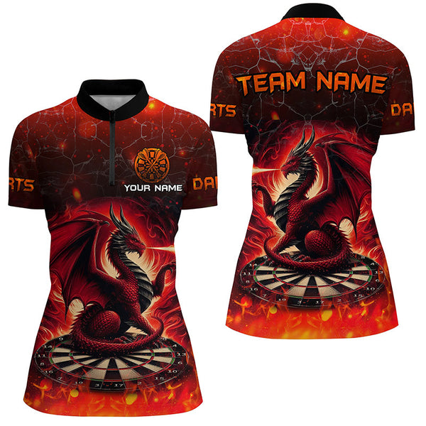 Darts Dragon Fire Flame 3D Printed Darts Shirts For Women Customized Team League Darts Jerseys |Red TDM2211