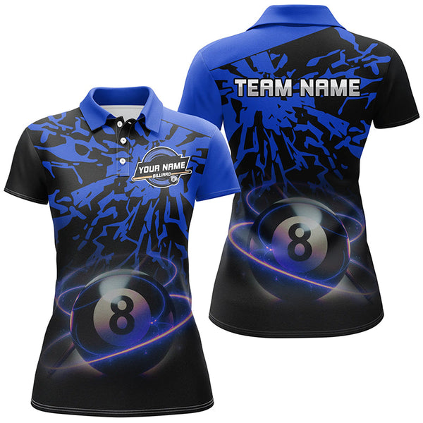 Personalized Blue Billiard Ball 8 Thunder Pool Shirts For Women Custom Billiard Jerseys Short Sleeve TDM2484