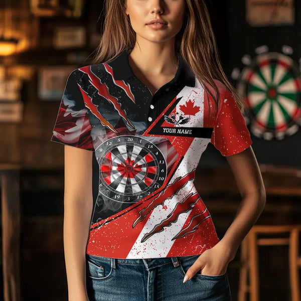 Personalized Canada Flag Smoke Dart Shirts For Women, Patriotic Darts Jerseys TDM3562