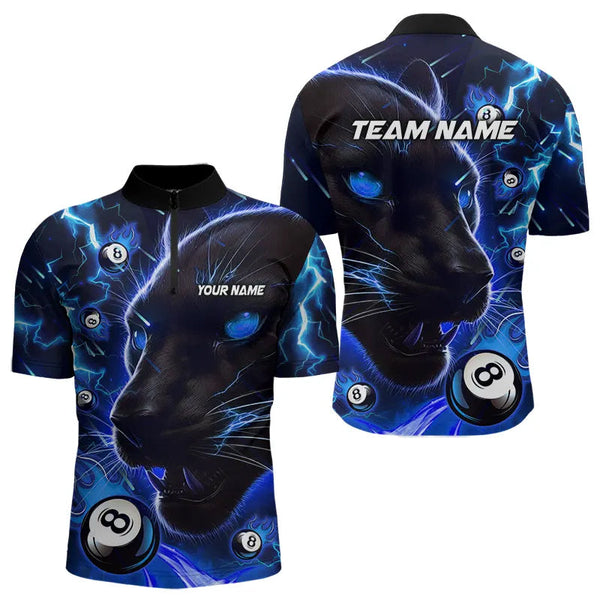 Personalized Blue 8 Ball Pool Panther 3D Billiard Shirts For Men, Team League Billiard Jerseys TDM3738