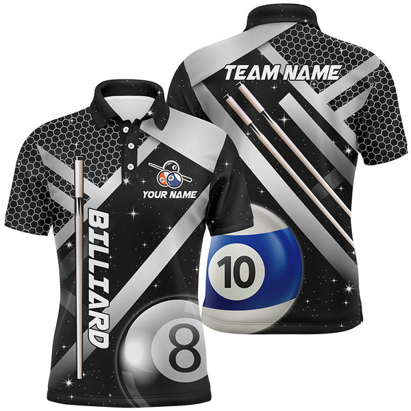 Personalized Black Jerseys Billiard 8 Ball & 10 Ball Men Pool Shirts Custom Unique Billiard Uniform TDM2038