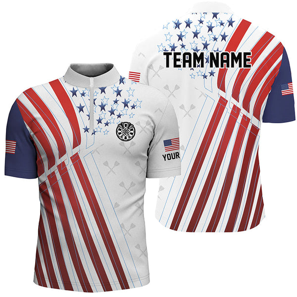 American Flag Darts Pattern Custom Darts Polo & 1/4 Zip Shirts For Men, Patriotic Dart Jerseys TDM2769