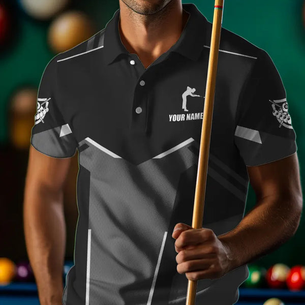 Billiard Jerseys For Men Custom Polo & Quarter-Zip Billiard Shirts, Team Pooler Short Sleeve |White TDM3742