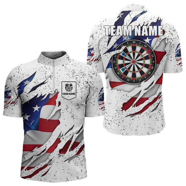 Patriotic Grunge US Flag Darts Shirt With Pocket For Men Custom Darts Jersey TDM3211