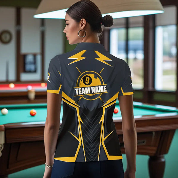 9 Ball Billiard Jerseys For Women Custom Polo & Quarter-Zip Billiard Team Shirts, 9 Ball Pool Shirt TDM3615
