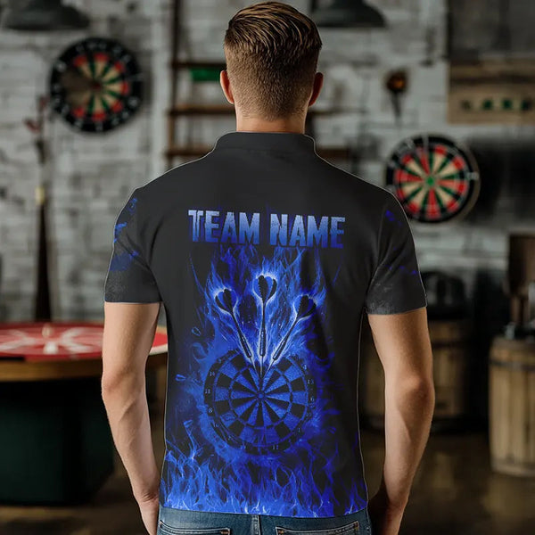 Fire Flame Darts Board American Flag Skull Dart Shirts For Women Custom Darts Team Jerseys |Blue TDM3647