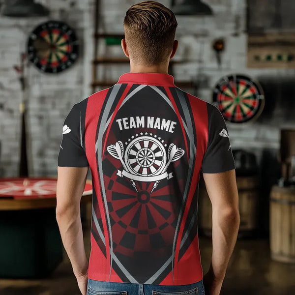 Personalized Black And Red Dartboard Pattern Dart Shirts For Men Custom Dart Jerseys Team Uniform TDM3651