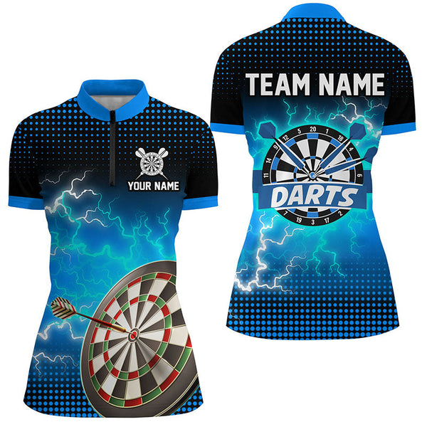 Personalized Blue Dartboard Thunder Lightning 3D Printed Darts Shirts For Women Darts Team Jerseys TDM1916