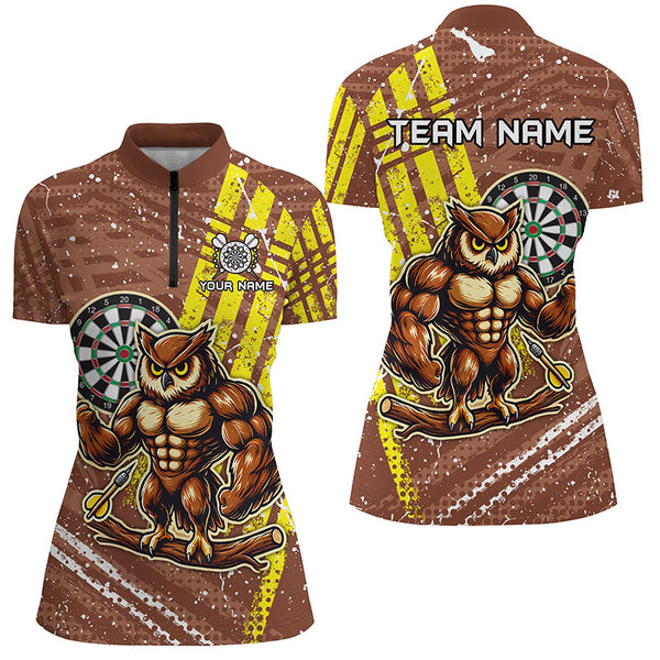 Personalized Funny Owl Darts Shirts For Women Custom Brown Darts Jerseys, Unique Darts Apparel TDM1918
