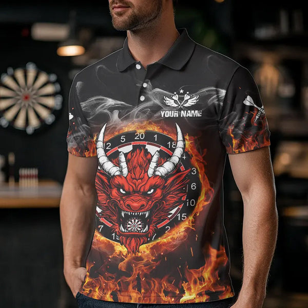 Personalized Fire Dartboard Dragon Dart Shirts For Men Custom Dart Team Jersey Polo & Quarter Zip TDM3807