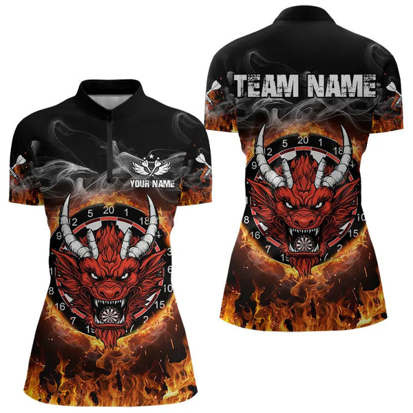 Personalized Fire Dartboard Dragon Dart Shirts For Women Custom Dart Team Jersey Polo & Quarter Zip TDM3807