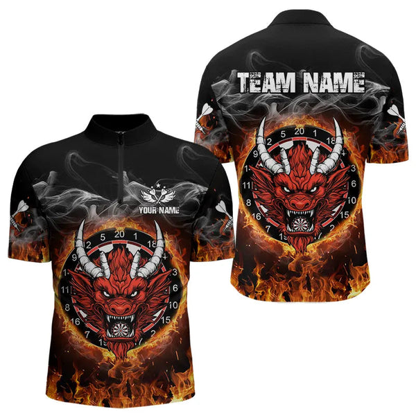 Personalized Fire Dartboard Dragon Dart Shirts For Men Custom Dart Team Jersey Polo & Quarter Zip TDM3807