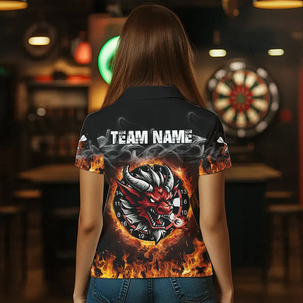 Personalized Fire Dartboard Dragon Dart Shirts For Women Custom Dart Team Jersey Polo & Quarter Zip TDM3808