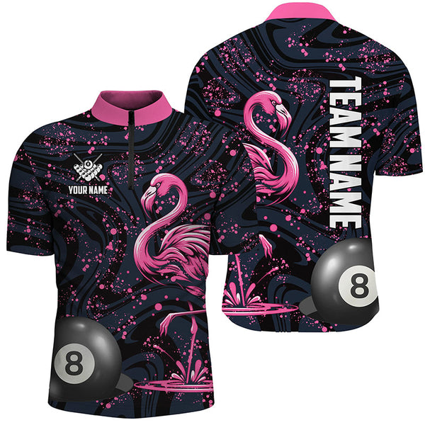 Pink Grunge Flamingo 8 Ball Pool Billiard Shirts For Men Custom Unique Billiard Jerseys Apparel TDM2117