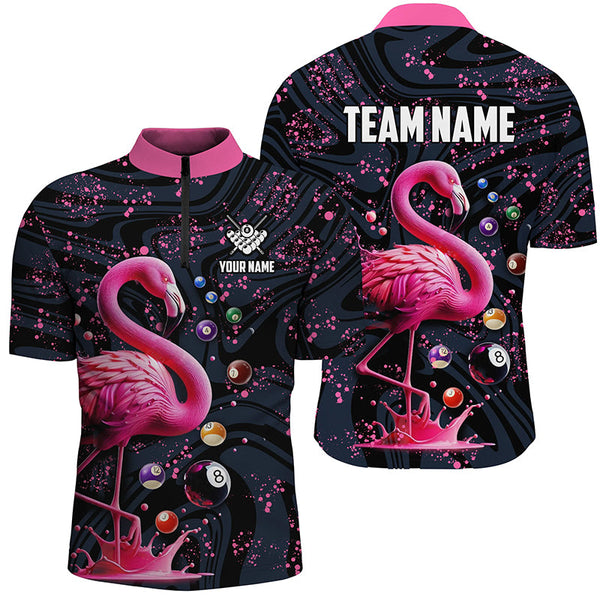 Pink Grunge Flamingo Billiard Balls 3D Pool Shirts For Men Custom Unique Billiard Jerseys Apparel TDM2118