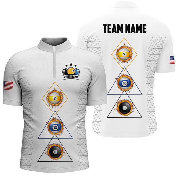 Personalized Billiard 8 Ball 9 Ball 10 Ball Shirts For Men, Unique Team Jersey White Billiard Shirt TDM2122