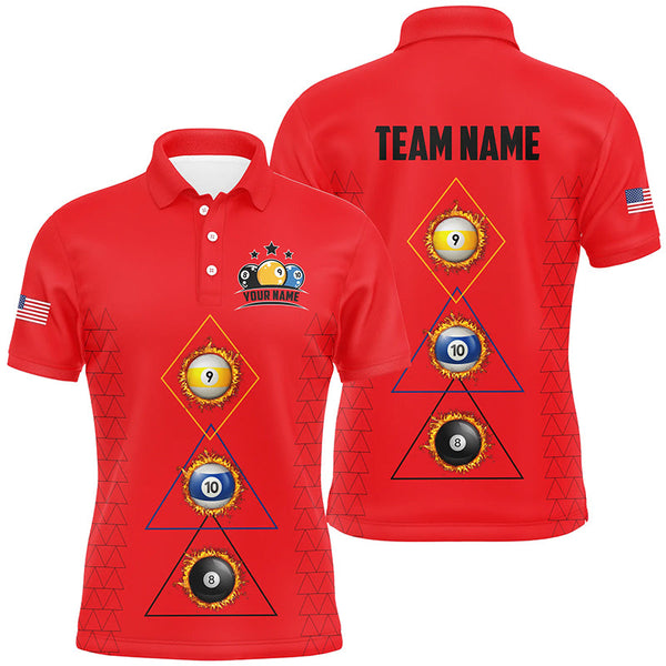 Personalized Billiard 8 Ball 9 & Ball 10 Ball Shirts For Men, Unique Team Jersey Red Billiard Shirt TDM2124
