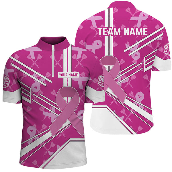 Pink Ribbon Breast Cancer Awareness Custom Darts Shirts For Men, Pink Darts Team Jersey, Dart Gifts TDM2624