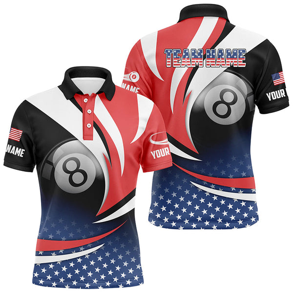 Personalized 8 Ball Pool American Flag Version Billiard Shirts For Men, Patriotic Billiard Jerseys TDM2135