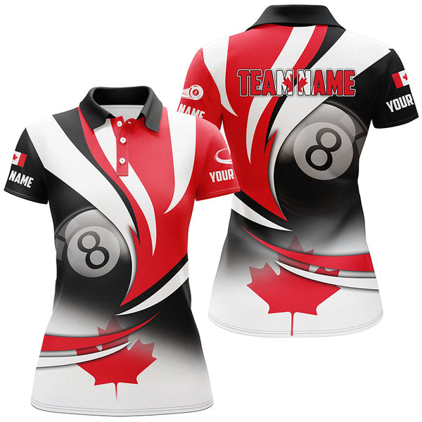 Personalized 8 Ball Pool Canada Flag Version Billiard Shirts For Women, Patriotic Billiard Jerseys TDM2137