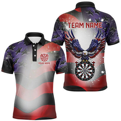 Personalized American Flag Eagle Darts Shirts For Men Custom Pride Patriotic Dart Jerseys |Black TDM2885