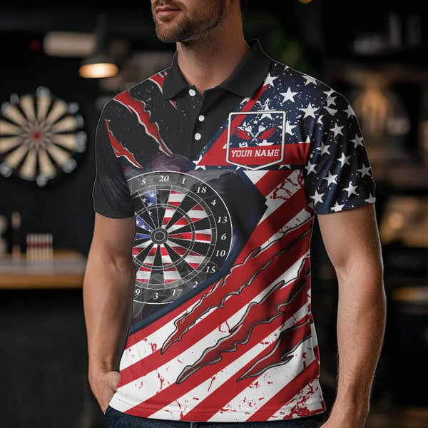 American Flag Smoke Dart Shirts For Men Custom Darts Jersey Pocket Option TDM3518