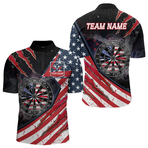 American Flag Smoke Dart Shirts For Men Custom Darts Jersey Pocket Option TDM3518
