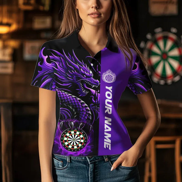 Custom Dragon Dart Shirts For Women, Personalized 3D Dart League Uniform Best Dart Jerseys |Purple TDM3501