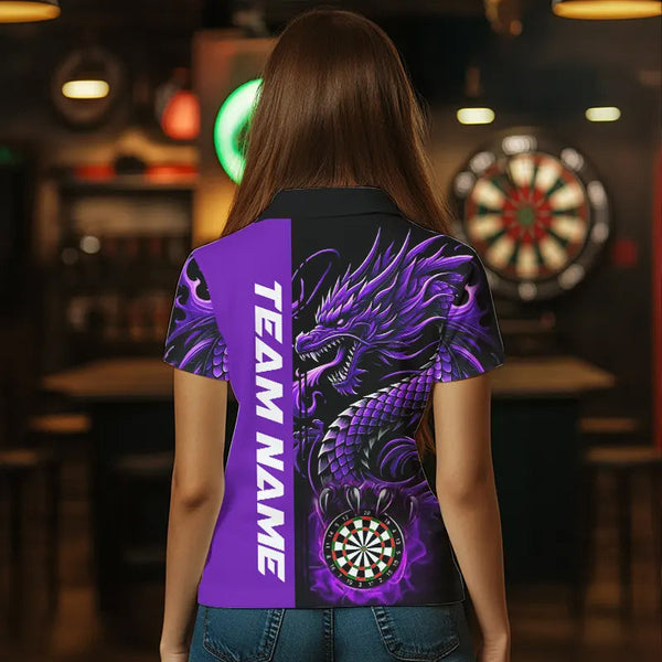 Custom Dragon Dart Shirts For Women, Personalized 3D Dart League Uniform Best Dart Jerseys |Purple TDM3501